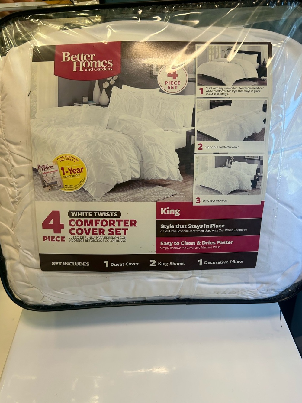 Better Homes And Gardens White Twists King Duvet Cover Set - 4 Piece